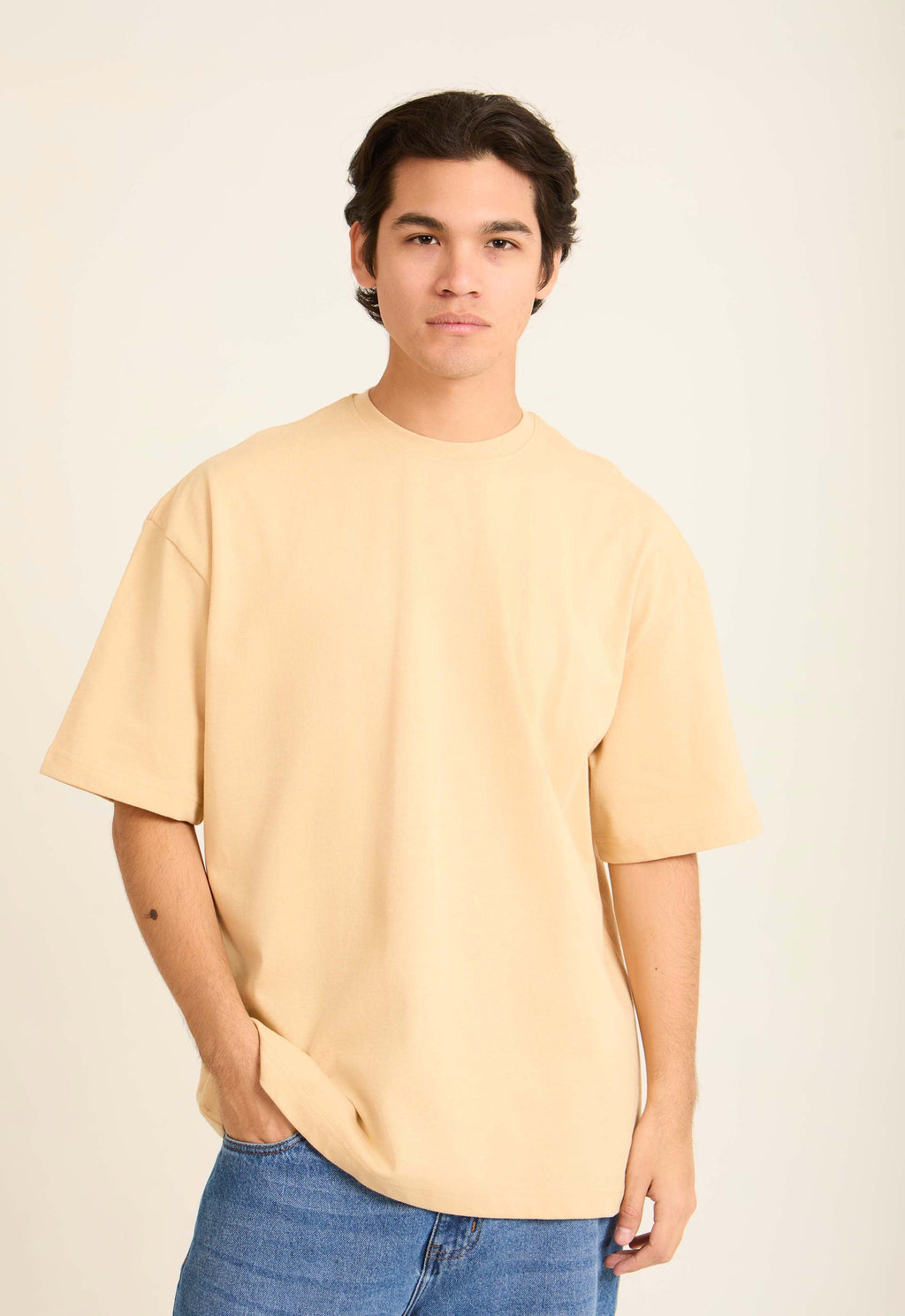 Men T-Shirt OversizedCotton Beige
