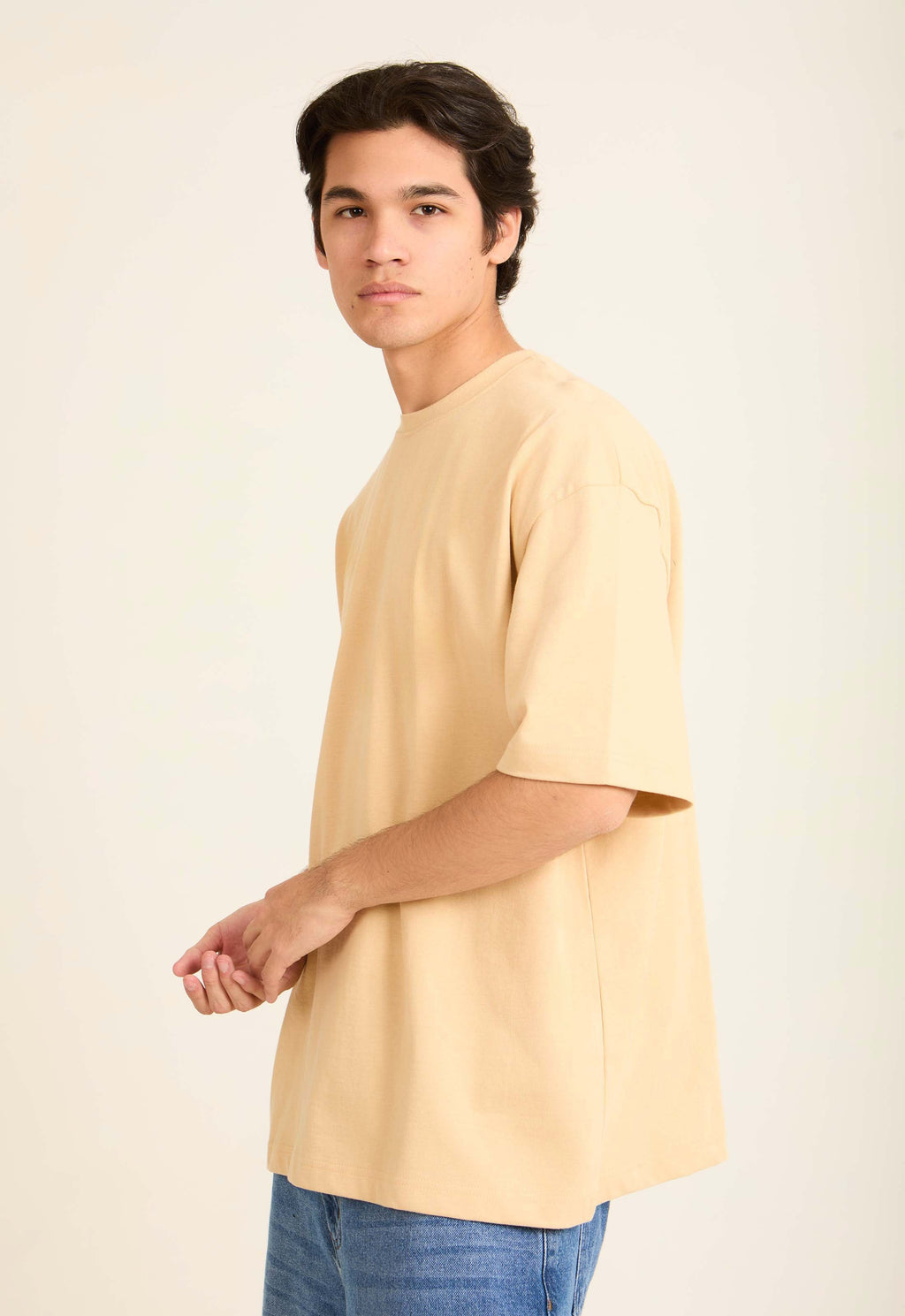 Men T-Shirt OversizedCotton Beige