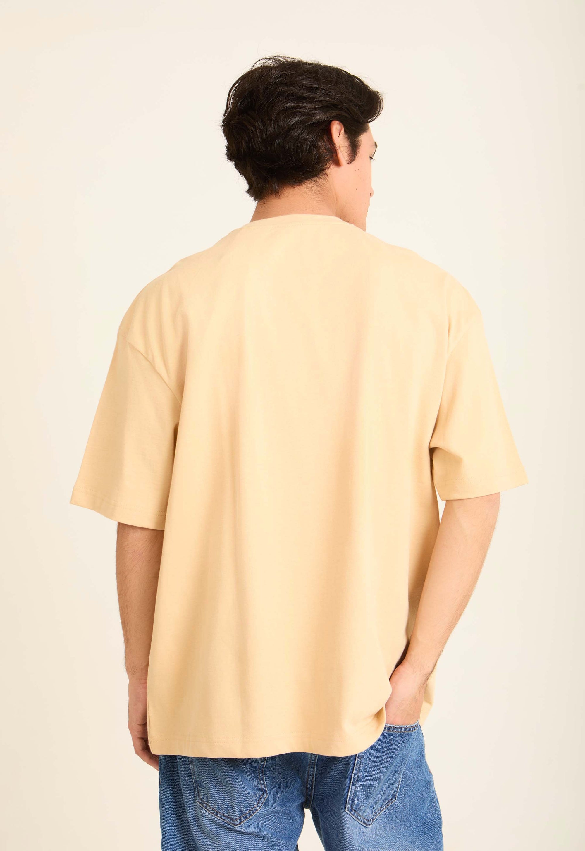 Men T-Shirt OversizedCotton Beige